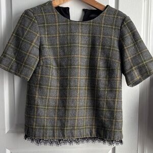 Banana Republic Wool Plaid Top with Lace Detail